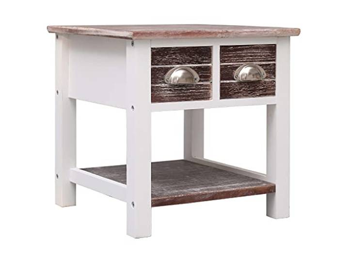 GPWERSDF Beistelltisch Braun 40x40x40 cm Paulownia Holz 2 Schubladen, Bodenablage, Robust, Pflegeleicht, Als Nachttisch Oder Telefontisch Nutzbar
