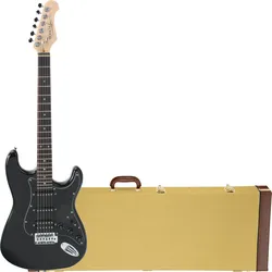 Rocktile Pro ST60-BK E-Gitarre All Black Hardcase Set