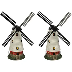 Solarlampe Windmühle Außenleuchte Gartenlampe Außen Dekoration Akku Wetterfest IP44, mehrfarbig, LED warmweiß, LxBxH 19x42x51cm, 2er Set