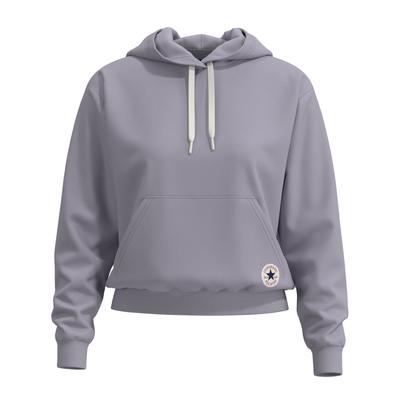 Kapuzensweatshirt CONVERSE "CHUCK PATCH HOODIE", Damen, Gr. S, lila (grave mistake), Obermaterial: 80% Baumwolle, 20% Polyester, normal, Rundhals, angesetztes Bündchen, Sweatshirts, mit Rundhalsausschnitt, Langarm, aus Baumwolle und Polyester
