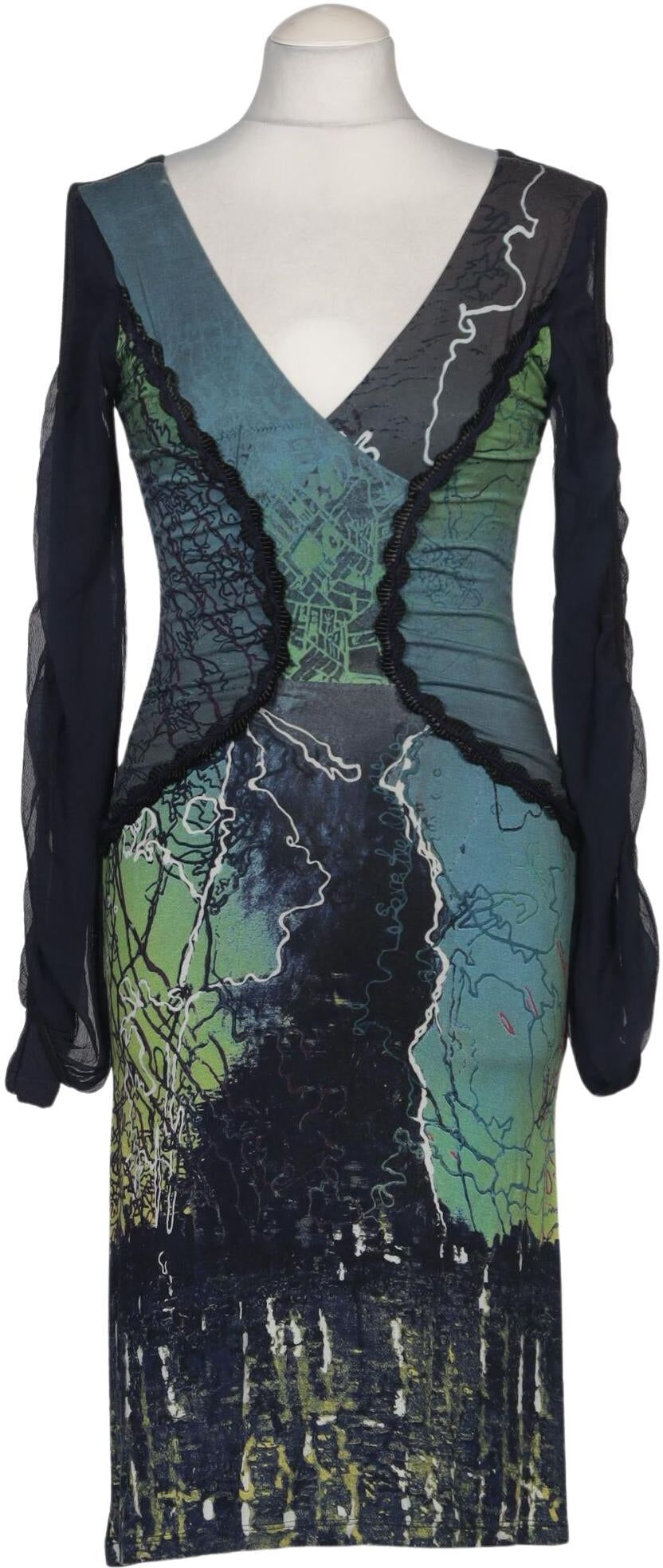 Save THE Queen! Damen Kleid, Mehrfarbig, Gr. S, Viskose / Seide - Second Hand