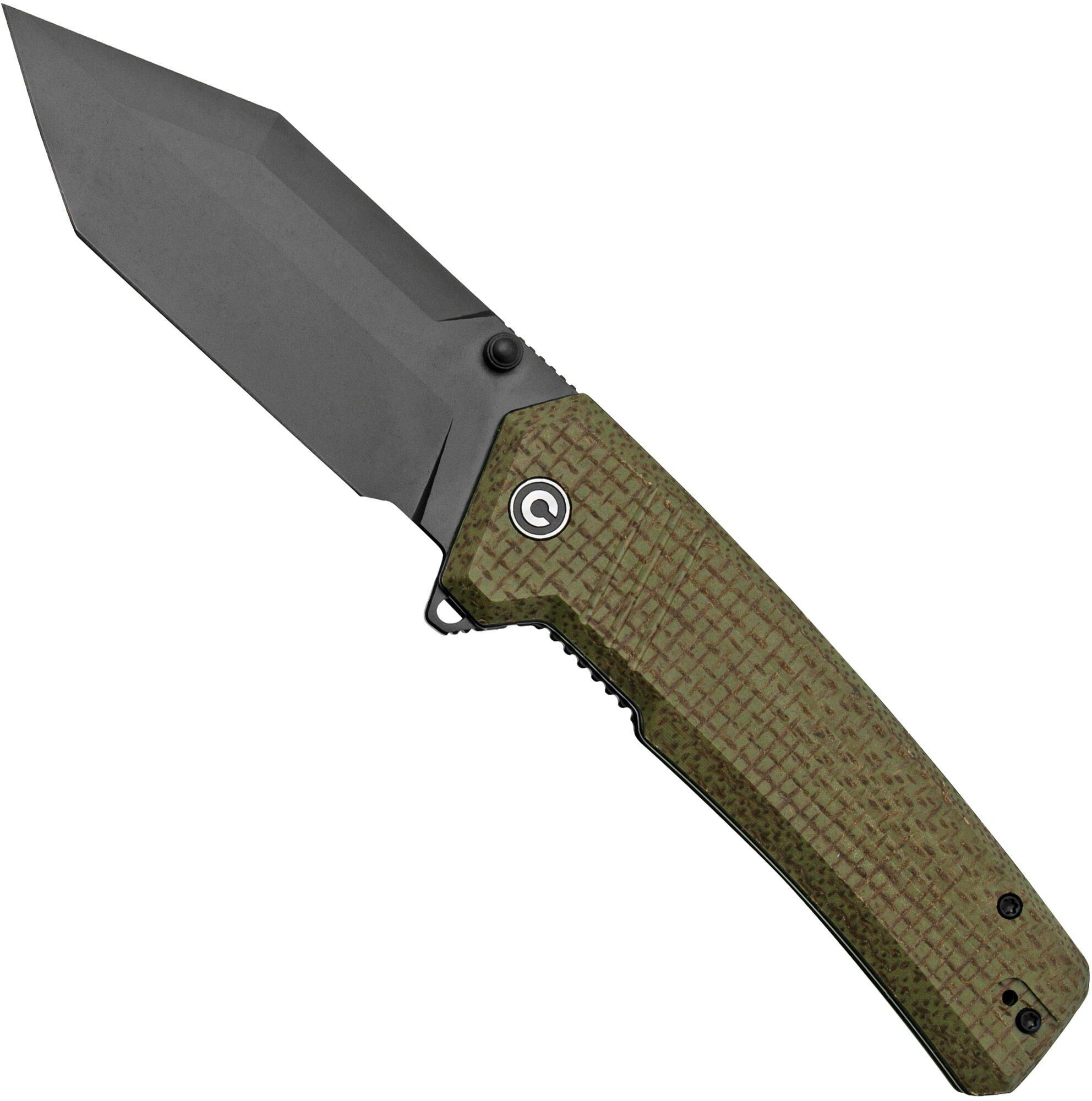 Civivi Bhaltair C23024-3 Green Burlap Micarta, Black Blade, coltello da tasca