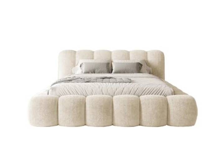 Chilly. Möbel Design Bett Stone - Polsterbett mit Bettkasten, Lattenrost und Kopfteil - 180x200 cm - Metallrahmen - Corto Hellbeige