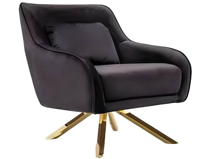 Xlmoebel Loungesessel Schwarzer Samt Sessel mit Holzgestell für elegantes Wohnen (Sessel), Hergestellt in Europa