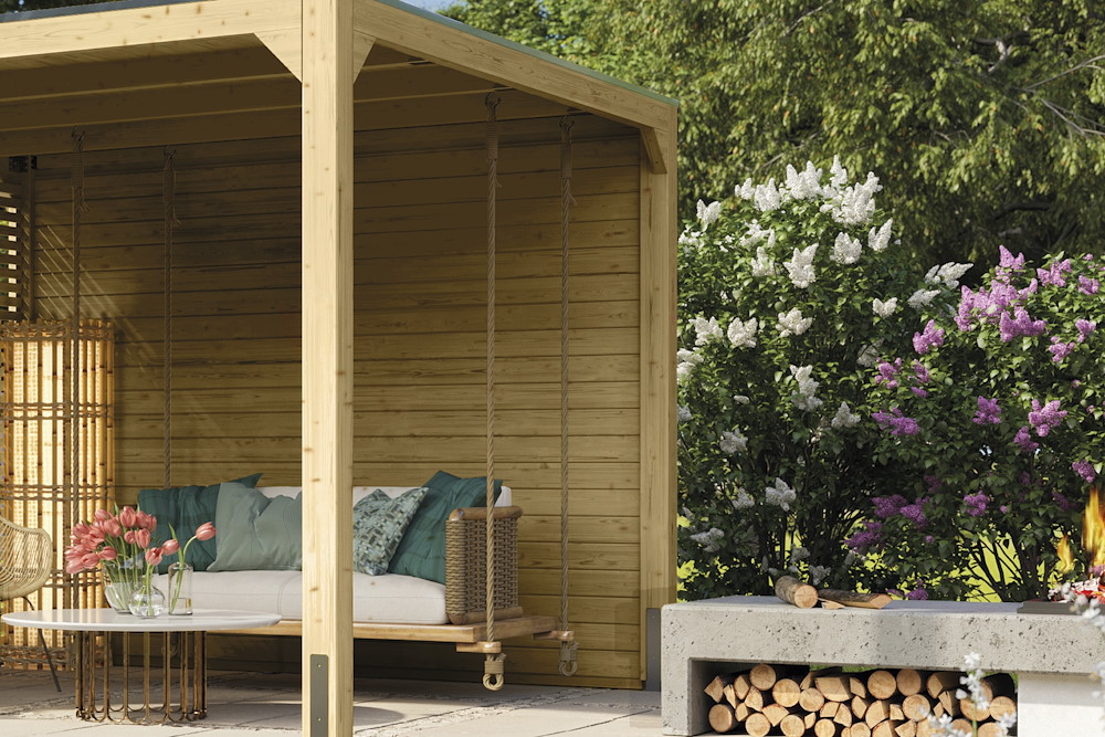 KARIBUHOLZT Pavillon Cubus natur 295x225 cm 16938096