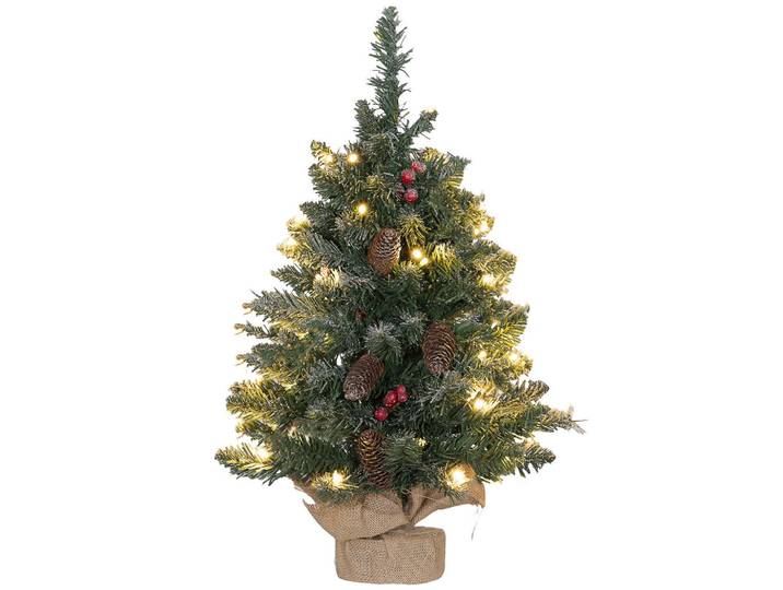 Homcom Künstlicher Weihnachtsbaum 0,6 m Christbaum 86 Astspitzen mit 50 warmweißen Led, Grün, Kunststoff, 60 cm, Dekoration, Weihnachtsdekoration, Christbaum & Zubehör