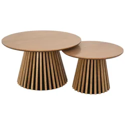 Couchtisch Gobens 2er-Set Ø60/80 cm, Natur - mit zentralem Standfuß
