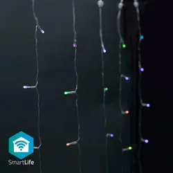 Nedis SmartLife Weihnachtsbeleuchtung - Vorhang - Wi-Fi - RGB - 180 LED's - 3 m - Android / IOS