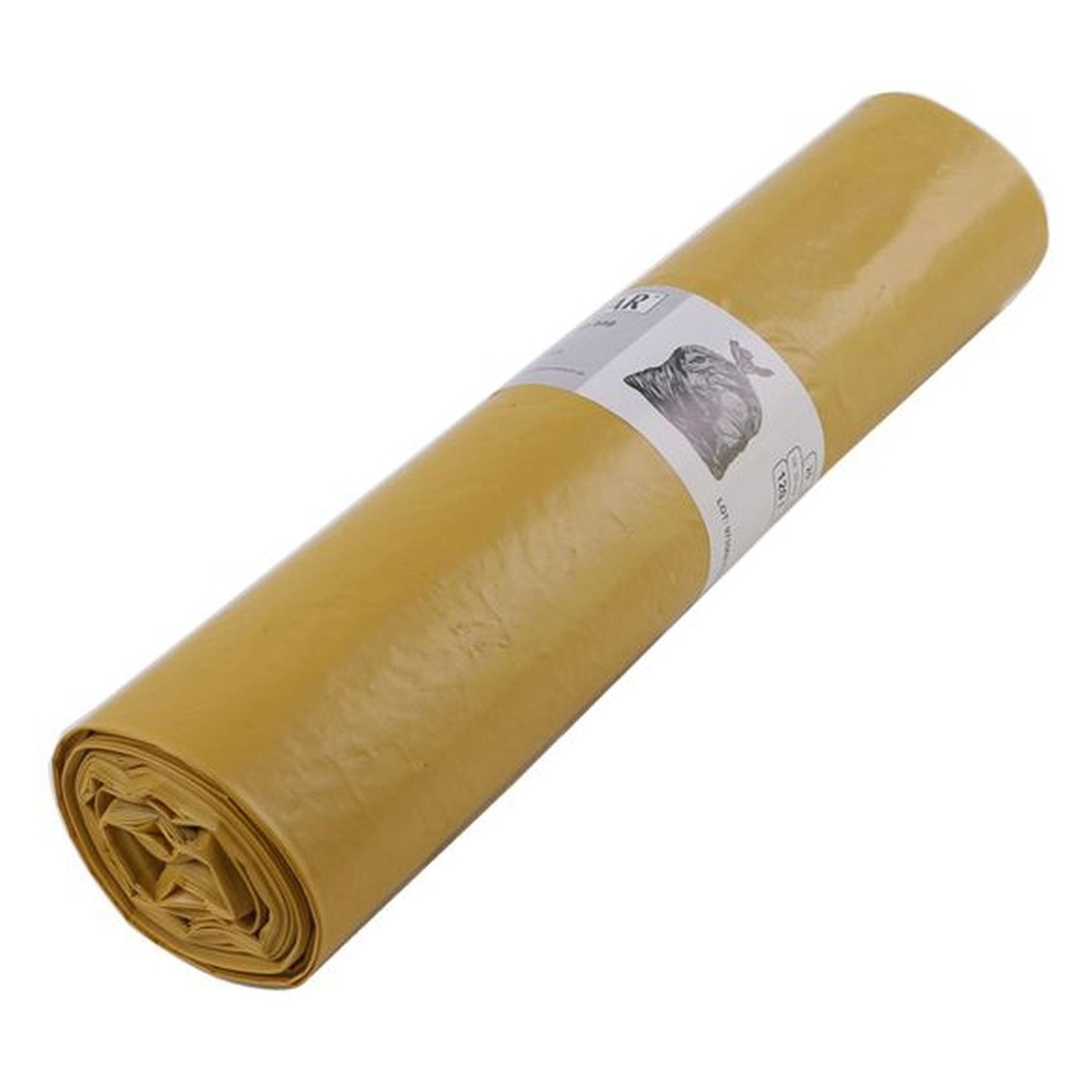 Hygoclean Müllsäcke Eco, gelb, 120 Liter, aus LDPE, 35 my für leichte Abfälle, nachhaltig, reines Recyclingma (25x, 120 l) (32308)