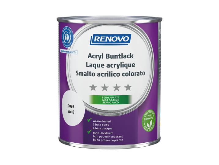 Renovo Acryl Buntlack Weiss Seidenmatt 750 ml