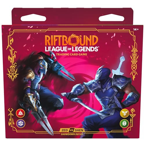 Riftbound League of Legends TCG Rache Showdown Deck Zed vs Shen met 2 speelklare figuren en kaartspeelmat van UVS Games