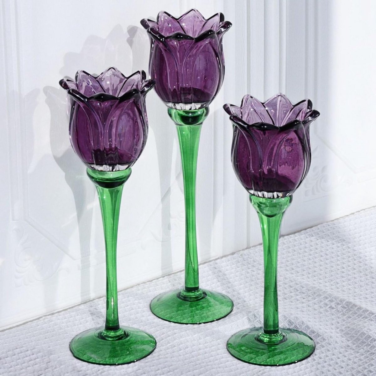 VOHO Paarse Tulp Theelicht Kaarsenhouder voor Pasen en Decoratie