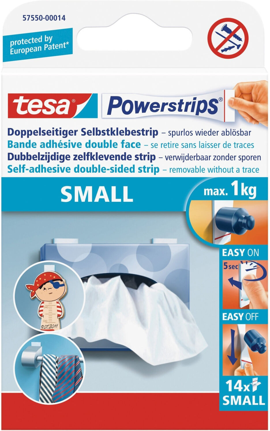 tesa Powerstrips Small, 14 Stück