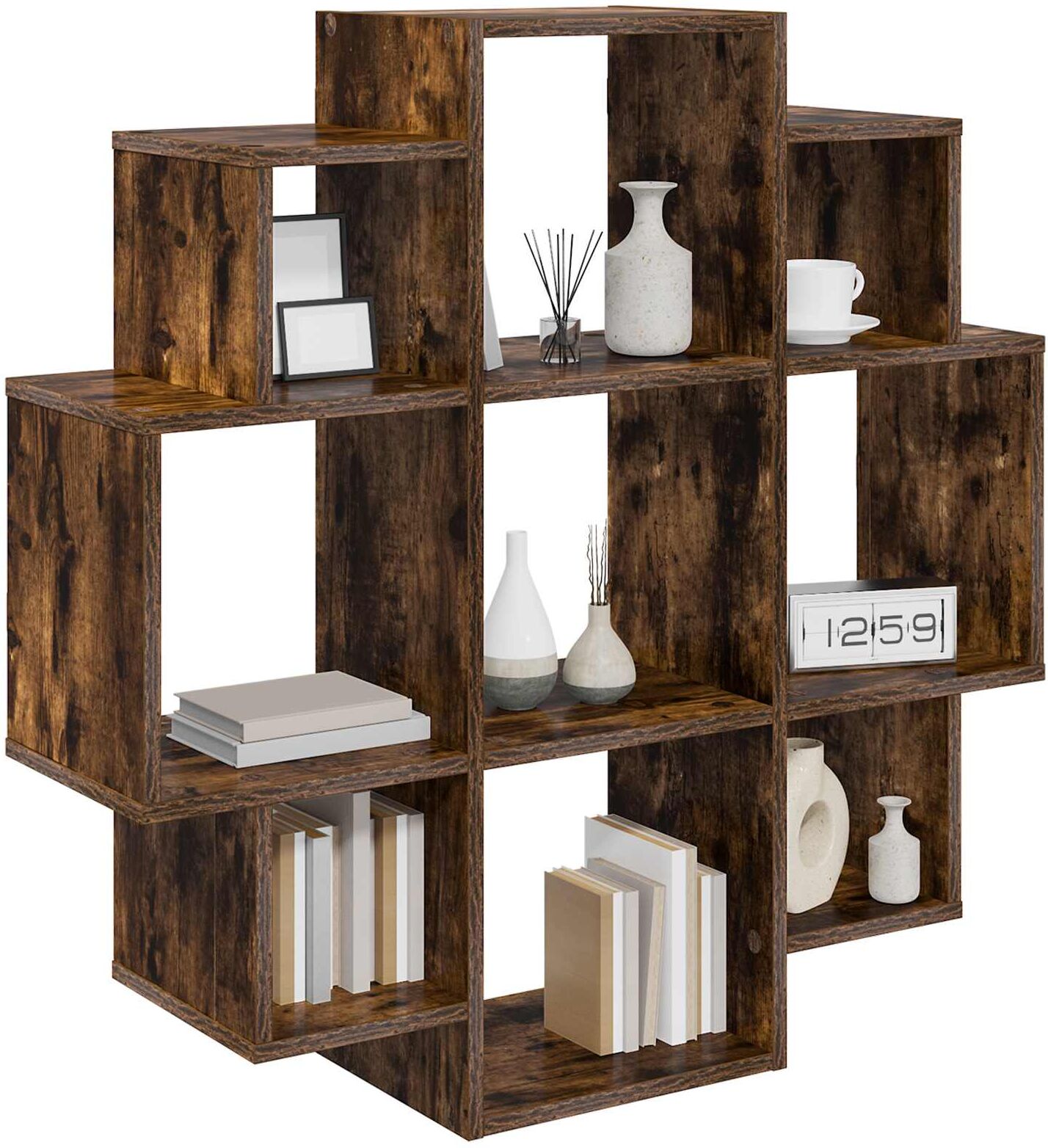 vidaXL Étagère Murale Chêne fumé 90 x 25 x 90 cm Bois d'ingénierie
