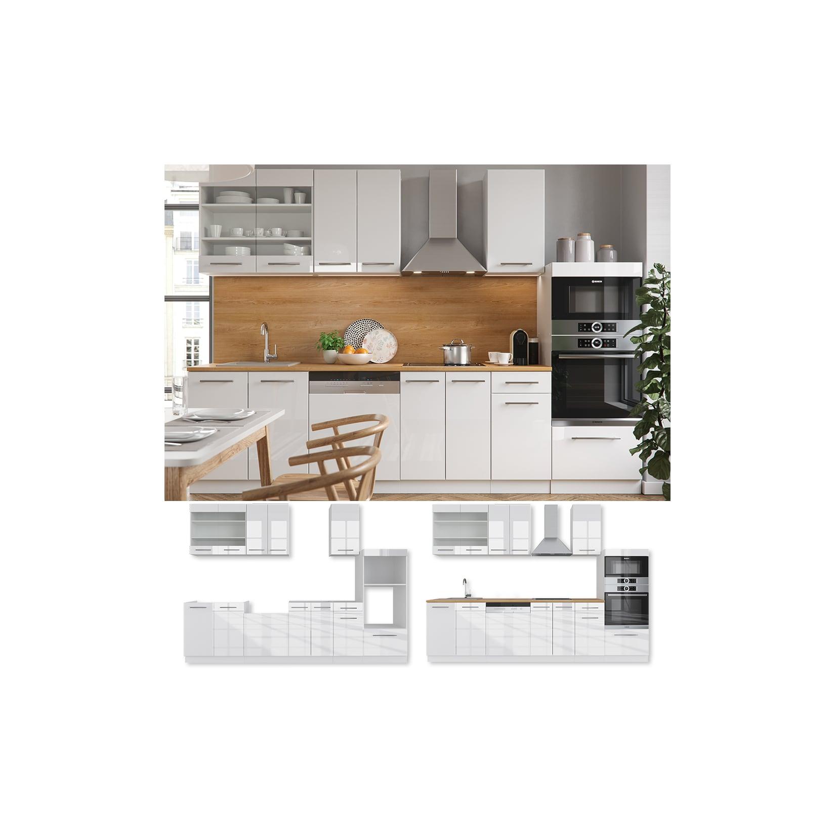 Vicco Küche Fame-Line 240 cm Küchenzeile Küchenblock Einbau Hochglanz