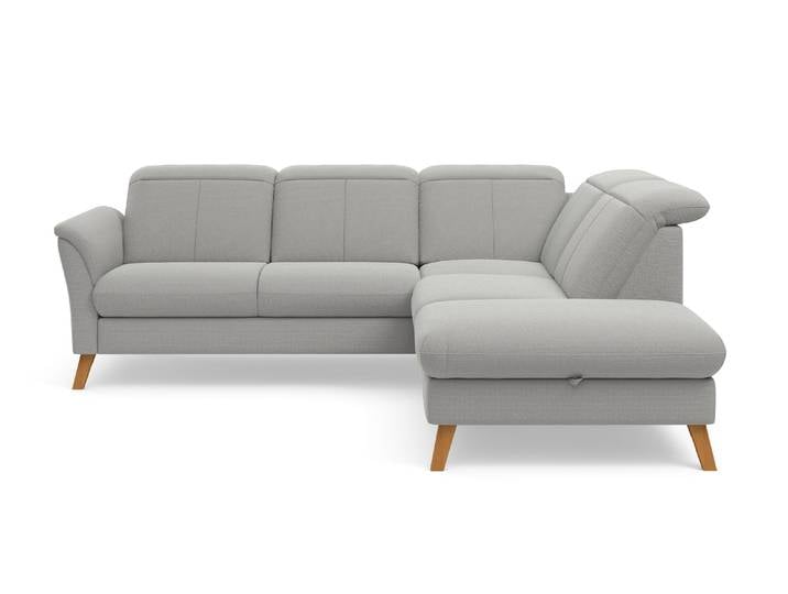 Ecksofa, 250x220 cm, Polyester, Silber, Bettfunktion & Stauraum, Modern, sit&more