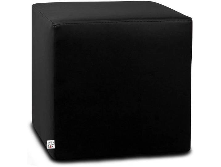 ARKETICOM Pouf Cube Dado Design Minimaliste Cuir Noir Déhoussable 35x35 cm