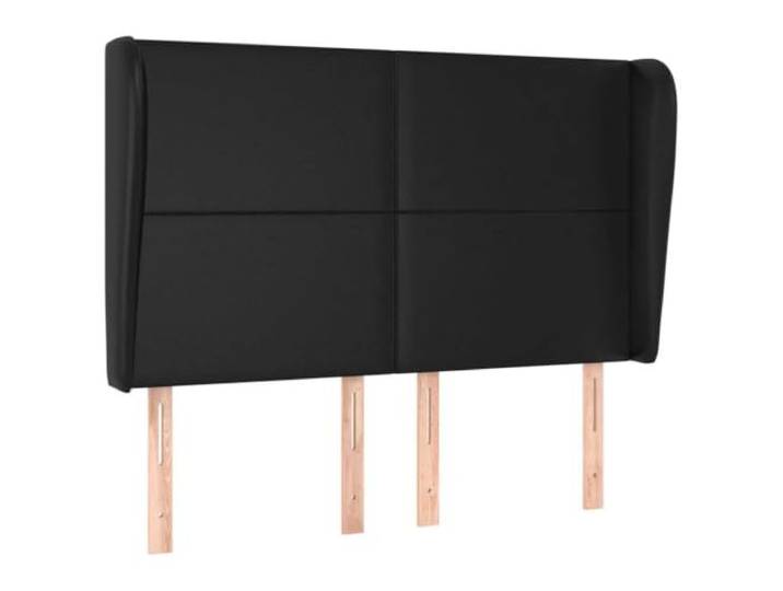 Makastle Kopfteil mit Ohren Schwarz 147x23x118 cm Kunstleder Höhenverstellbar