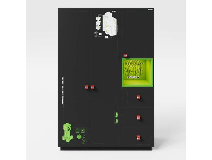 Kinder-Drehtürenschrank MINECRAFT anthrazit/ grün