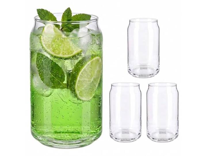 Relaxdays Verres long drink lot de 4\, 480 ml\, verres taillés\, transparents compatibles lave-vaisselle\, highball