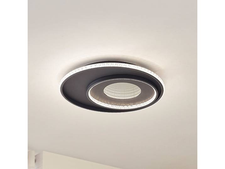 Plafonnier LED Inessa, noir, CCT, à intensité variable - Lindby - Salon / séjour - Moderne - Métal - Rond