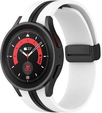 Everyday Crate Samsung Galaxy Watch5 Pro Silicone Watch Band Two Color Stripe Sport Replacement Strap white Black
