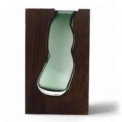Glass Vase / Terarium inside Dark Tung Wood - 14.5x5x23cm
