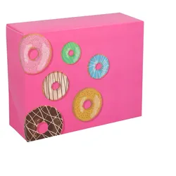 Nette 100 Donut Karton Faltschachteln "Happy Donuts" 260x200x80mm