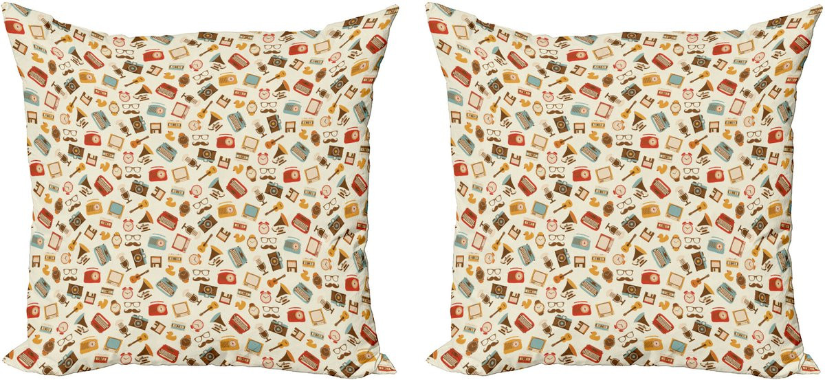 ABAKUHAUS Vintage Sierkussenhoezen Set van 2, Meerkleurig, 45 x 45 cm