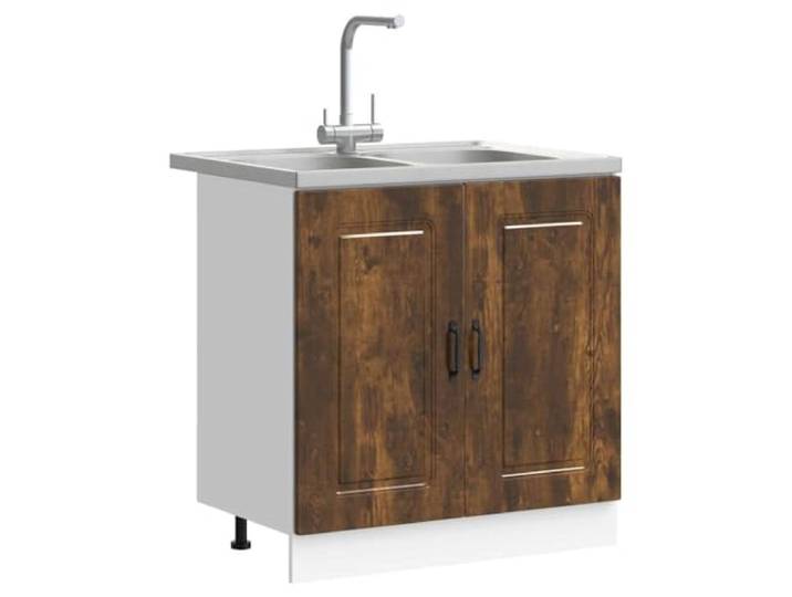 KTHLBRH Küchenmöbel Kalmar 2 Stück braun 80 x 46 x 81,5 cm Mehrschichtiges Holz, bündige Türen, gewölbte Griffe, für Küche oder Esszimmer