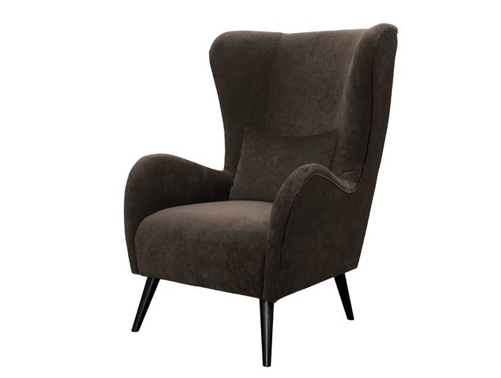 Sessel Pillig Braun/Dunkelbraun Samt ohne Hocker 78 x 118 x 94cm
