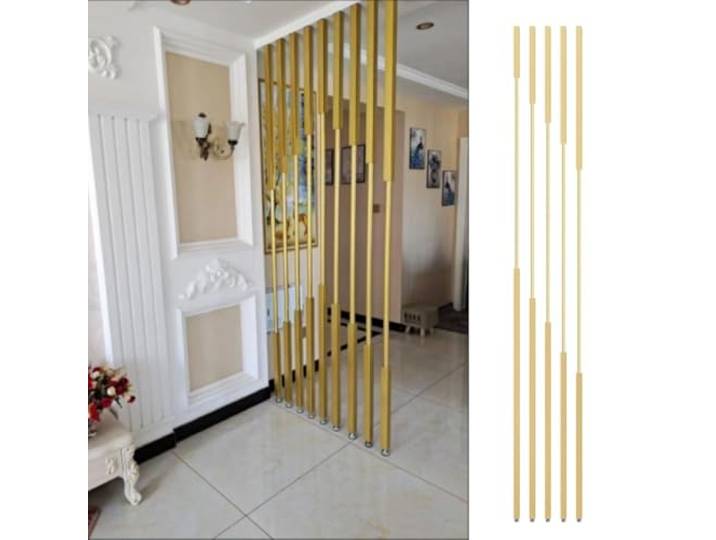 Raumteiler Quadratische, Goldene Raumteilersäule, Individuelles Design für Innentüren Von Wohnzimmern, Eingangsbereichen Von Restaurants, Kein Bohren Erforderlich(5pcs Height,250cm/98.4in/8.2ft)