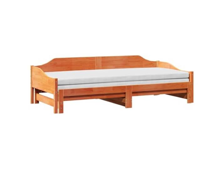 KTHLBRH Ausziehbares Schlafsofa aus Massivholz, Kiefer, 80 x 200 cm, Braun 2-in-1, Lattenrost inklusive, Stauraum unten, 207 x 164 x 62 cm offen