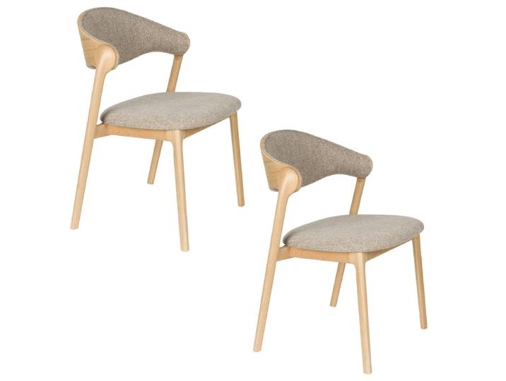 Esszimmerstuhl Calvian 2er-Set – aus Stoff in Beige - Beige - Luxusbetten24
