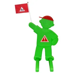 Relaxdays Warnfigur Kinder mit Fahne Grün,Rot
