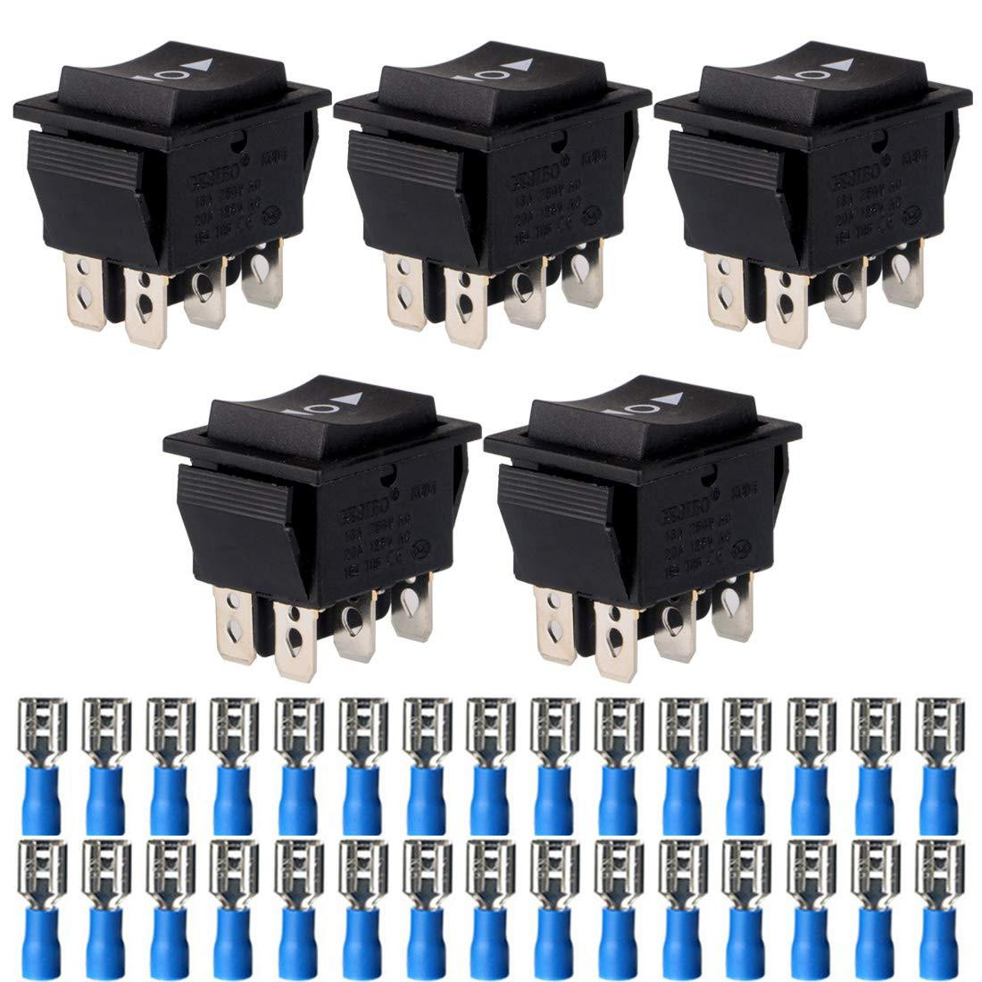 Dripio Momentane tuimelschakelaar, 5 stuks, DPDT, 6 polen, 10A, 250V