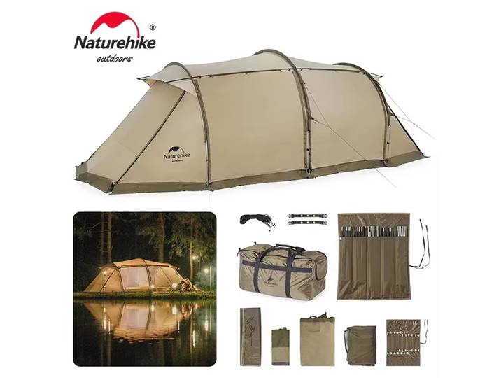 Naturerandonnée bélier Tunnel tente Camping voyage en plein air 4 saisons tente à boucle étendue pour 4-6 personnes géodésique Double couche grande tente