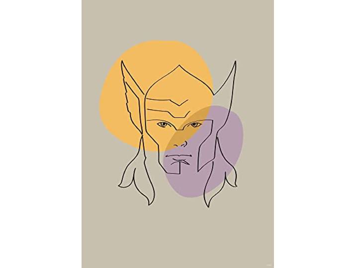 Komar Wandbild - Soulful Sanctuary Thor Head - Größe: 50 x 70 cm - Poster, Kunstdruck, Dekoration, Wohnzimmer, Schlafzimmer, Marvel