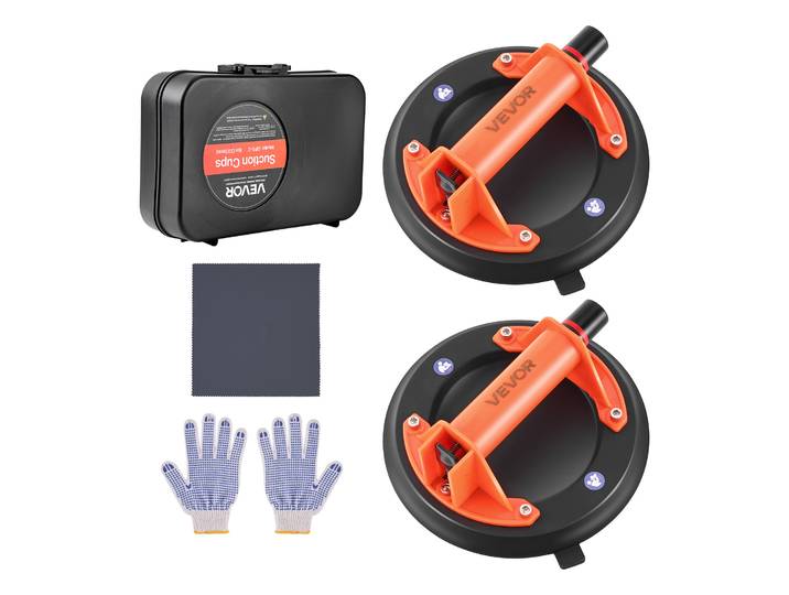Vevor Ventouse Carrelage 20\,3 Cm Ventouse Vitre Lot De 2 Outil Pose Carrelage Levage 181 Kg Pour Soulever De Grands Carreaux Plaques De Verre Lisse Granit Metal\, Avec Poignee Abs Etui De Transport