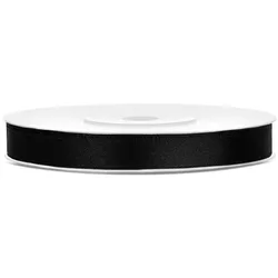 PartyDeco Satin Geschenkband schwarz 25m 6mm breit