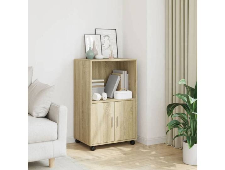 Armoire à roulettes chêne sonoma 55x40x91 cm bois d'ingénierie classeur armoire de classement pour maison classeur 853184