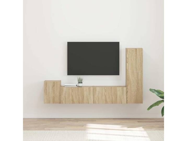 GKMBCVDFR TV-Schrankset 4 STK Sonoma-Eiche Holzwerkstoff Wandschrank Wandmontage spart Bodenfläche, vielseitige Aufbewahrung, moderne Optik, pflegeleichte Oberfläche, flexible Größen