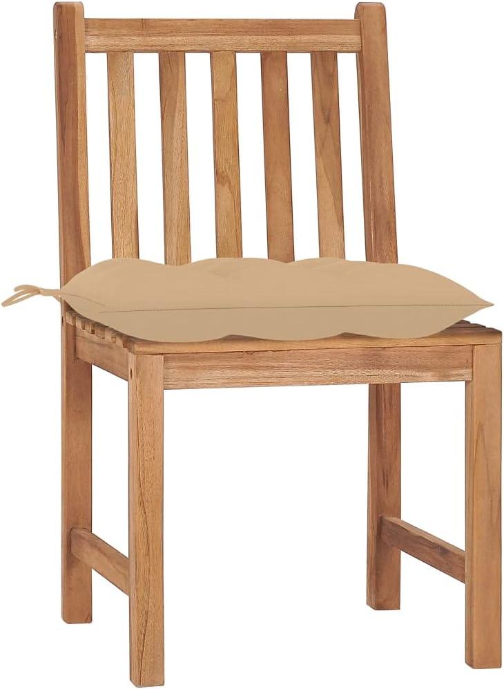 2er-Set Gartenstühle aus massivem Teakholz mit Kissen, Teakholz-Sessel für Terrasse und Garten, wasserbasierte Lasur, warme Optik, bis 110 kg belastbar