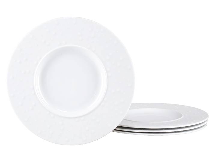 Teller CREATABLE Show Time Drop weiß, Gourmetteller 4-tlg. , weiß, Porzellan, Speiseteller, Teller, Moderne Formgebung, Fine Dining-Charakter, Relief Oberfläche