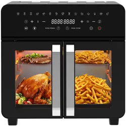 23 L XXL Airfryer Heißluftfritteuse | Dual-Zone Fritteuse mit Doppeltür, LED-Touch, Sichtfenster, 15 Kochprogramme, herausnehmbare Trennwand