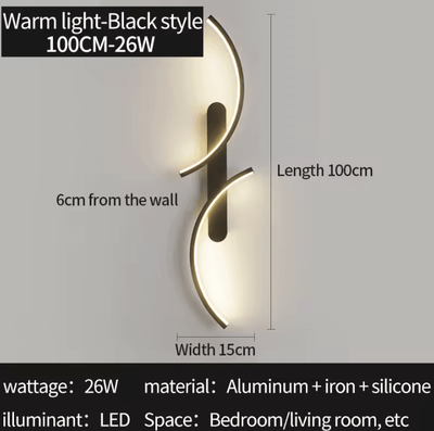 Inspire Curations Modern C Shape LED Wall Sconce 100cm tricolor No Rc left