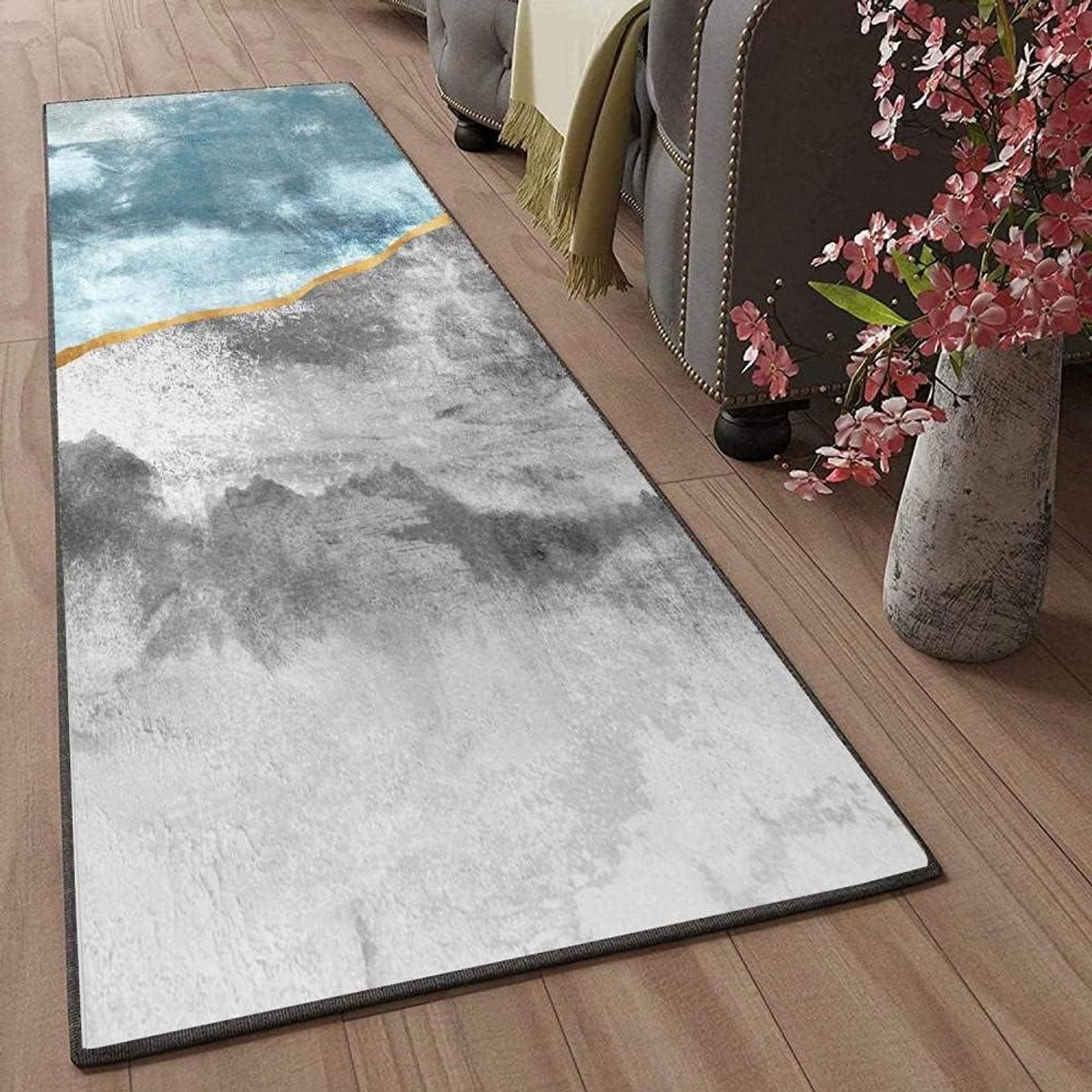 Keuken Runner Keukentapijt Blauw Grijs met Antislip Onderkant B/D: 100 x 140 cm