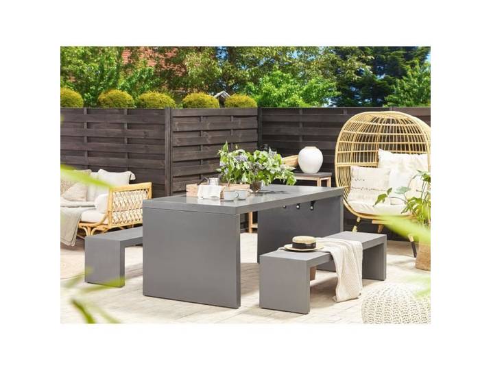 Table de jardin - Taranto - Fibre ciment - Gris - 180 x 90 cm