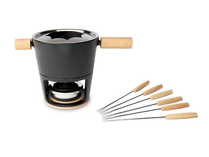 STÖCKLI Fondue Käsefonduegarnitur Titlis , schwarz (schwarz, hellbraun), Fondues, Fondue