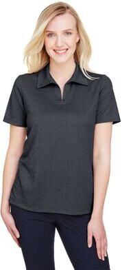 Devon & Jones DG22W Women's CrownLux Performance Address Melange Polo Shirt in Black Heather size Large   Polyester